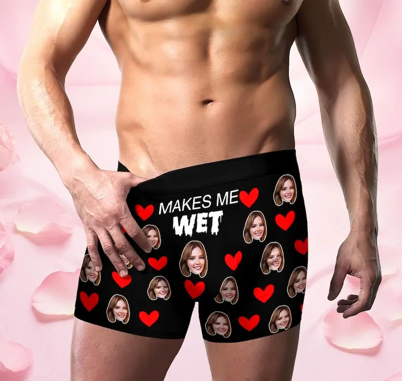 Personalized Face Boxer Briefs, Custom Photo Underwear, Valentine's Day Gifts