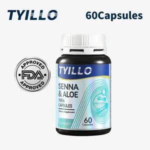 【D】TYILLO Senna Leaf & Aloe Vera Capsules contain senna leaf extract, sage powder, and psyllium husk powder, primarily used to relieve constipation and support weight management. Comes in a pack of 60 capsules.