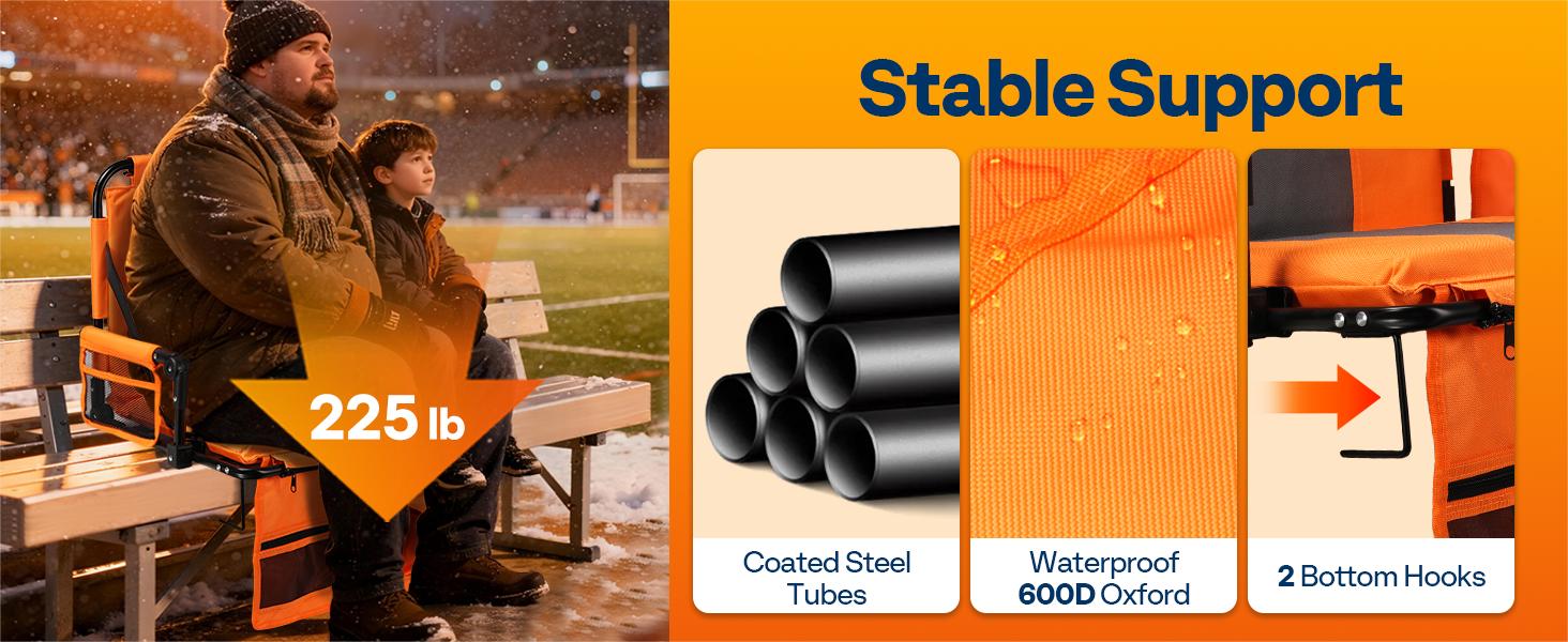 VIVOHOME 35W Padded Heating Stadium Seats, 2 Pack Heated Bleacher Chairs with Back Support, 3 Levels of Heat, Comfortable for Various Sports Events VIVOHOME 35W Padded Heating Stadium Seats, 2 Pack Heated Bleacher Chairs with Back Support, 3 Levels of Heat, Comfortable for Various Sports Events