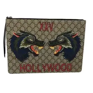 Pre-owned GUCCI Canvas Clutches & Wristlets GG Supreme Clutch Bag G26000051