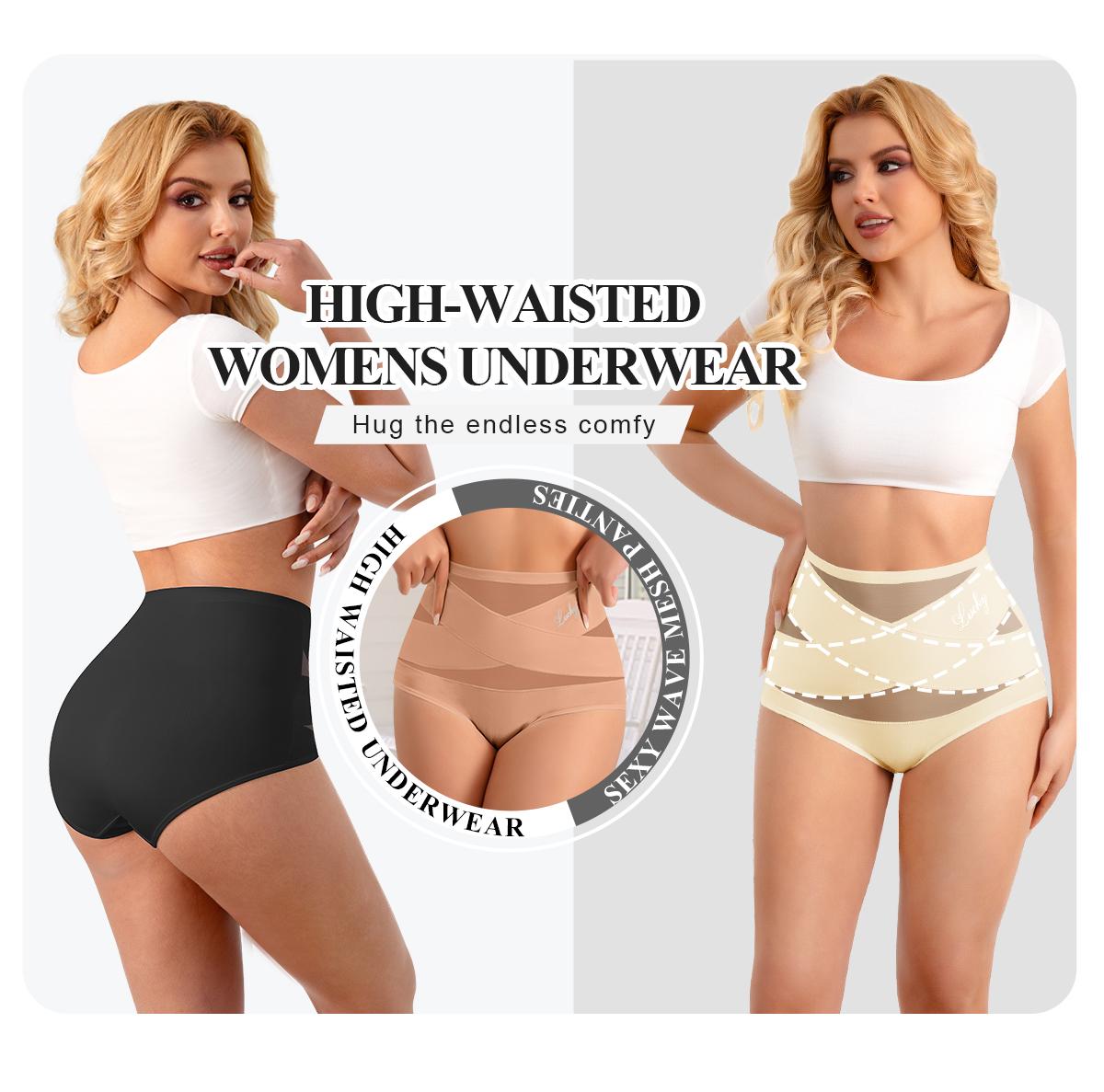 【NEW COLORS】Morelect 3/5/8 Pack High-Waisted Letter Print Underwear,Cross Support Tummy Control Panties for Women,Breathable Slimming Underwear for Women, All-Season Comfy Daily Wear. Casual Bridal Basic Minimalist Lingerie. SpringStatements