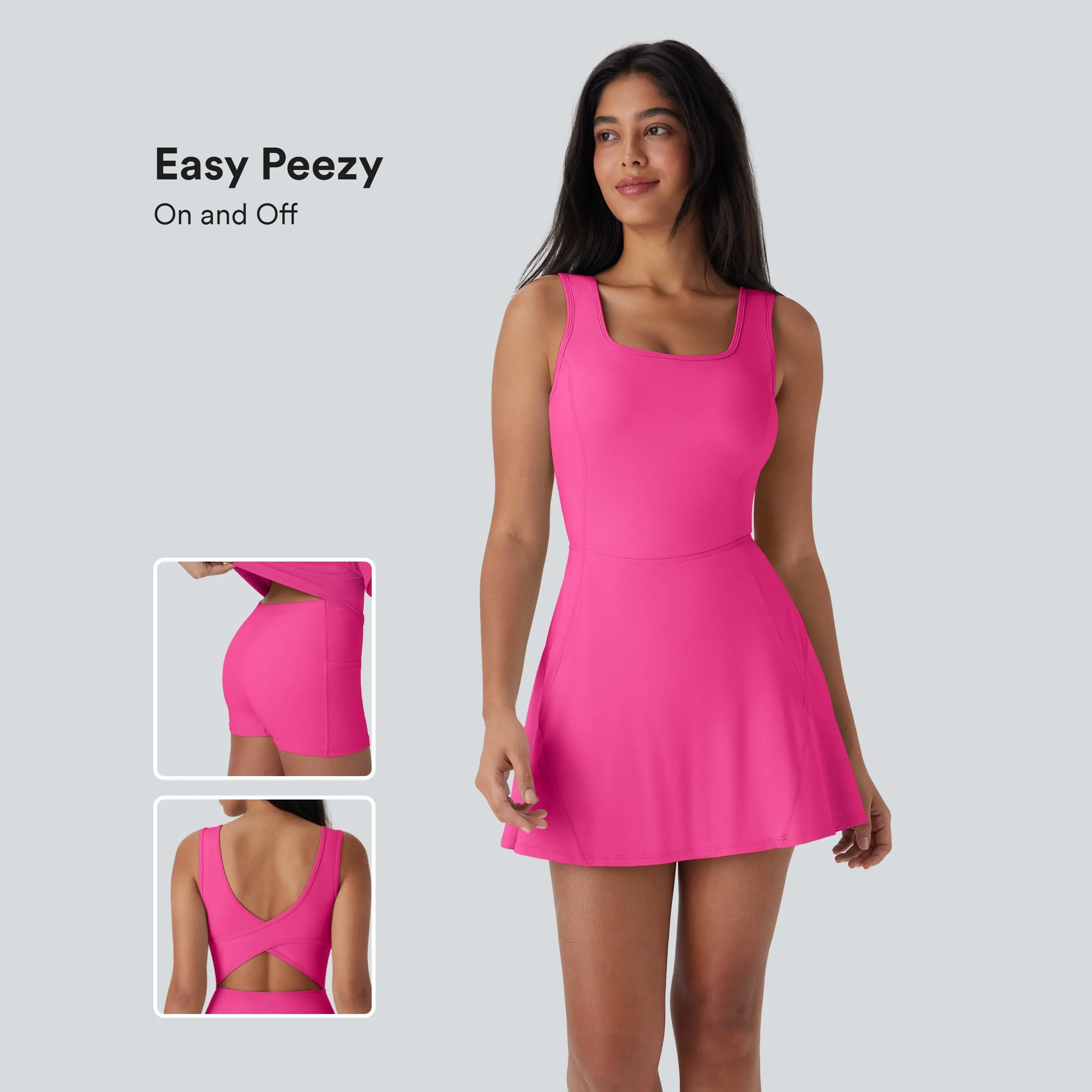 Halara SoftlyZero™ Airy U Neck 2-in-1 Pocket Mini InstantCool Dance Active Dress-Easy Peezy