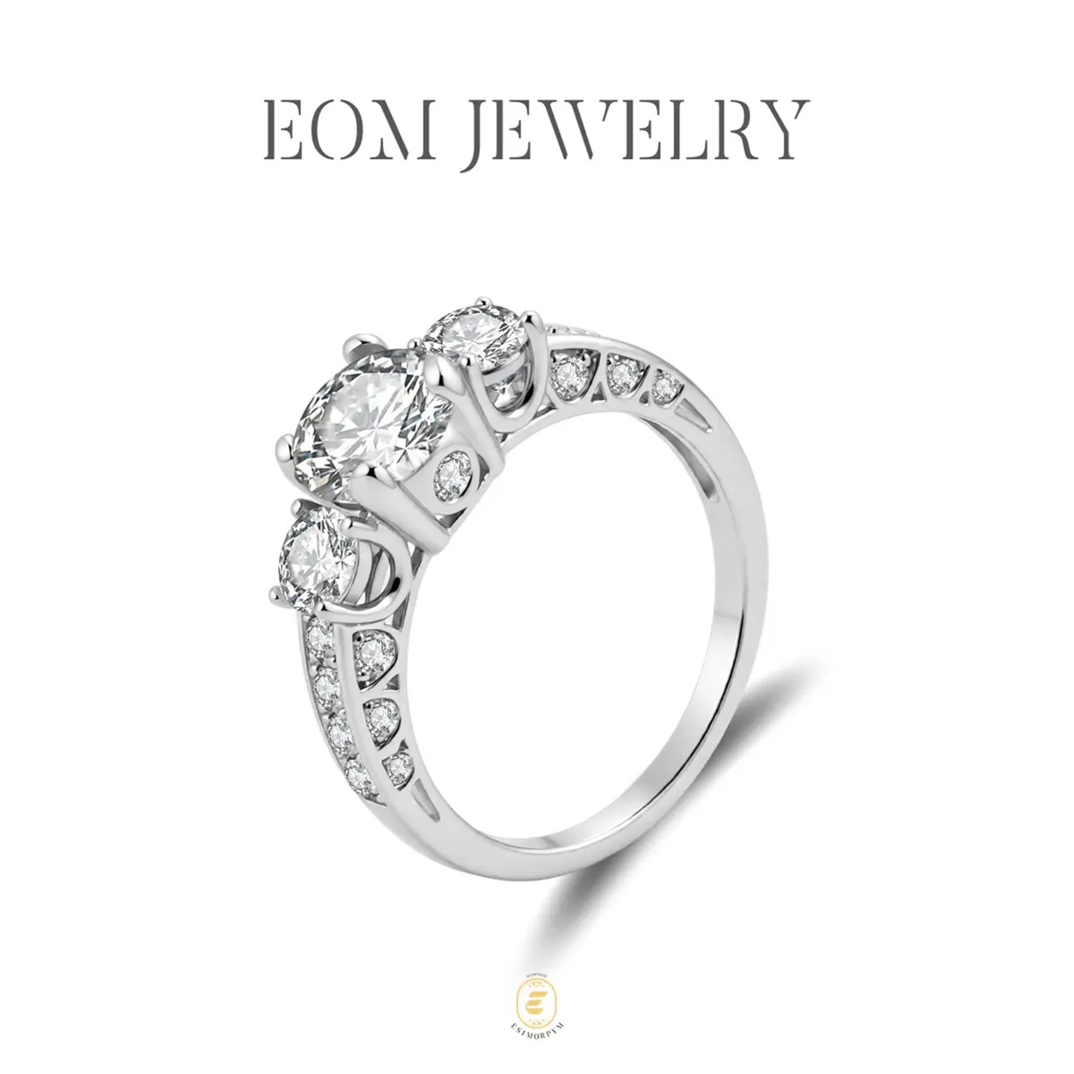 Moissanite 1.98ct Endless Love Three-Stone Ring Silver-Plated Round Cut Birthday Wedding Engagement Anniversary Valentine's Day Birthday Gift Daily Wear