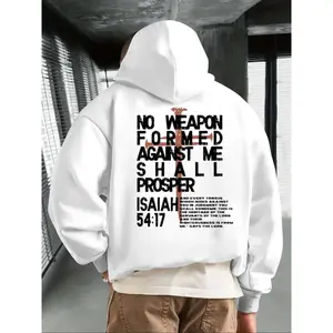 Aesthetic Isaiah 54:17 Bible Verse Hoodie | Premium 100% Cotton Heavyweight Sweatshirt | "No Weapon Formed Against Me" Christian Streetwear | Retro Faith-Based Graphic Hooded Top | Soft Breathable Casual Pullover for Men & Women