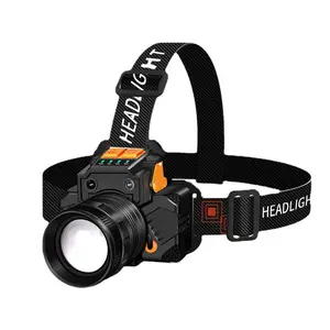 New LED gesture-sensing headlamp, rotating zoom headlamp, USB rechargeable, high-brightness, waterproof, ideal for outdoor activities and night fishing.