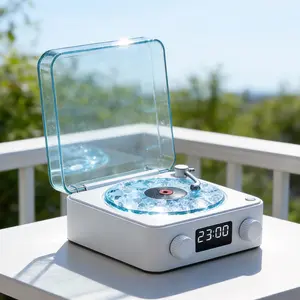 The Waves Wireless Bluetooth Speakers, Vinyly-like Music Player, Portable Vintage  Speaker with Adjustable Light and Time for Bedroom, for Party,  Holiday Gifts Ideas, Mood-regulating Accessories