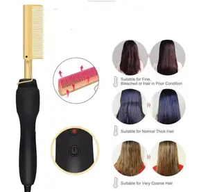 Electric Hot Comb Hair Straightener, Portable Heat Pressing Comb for Women & Men, 2-in-1 Anti-Scald Heated Hair Styling Tool - - Straightener, Curler