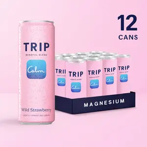 TRIP Wild Strawberry Lightly Sparkling Drink with Magnesium Ashwagandha Lion's Mane & L-Theanine Low Calorie Vegan Mindful Blends 12 Pack Natural Healthy Beverage