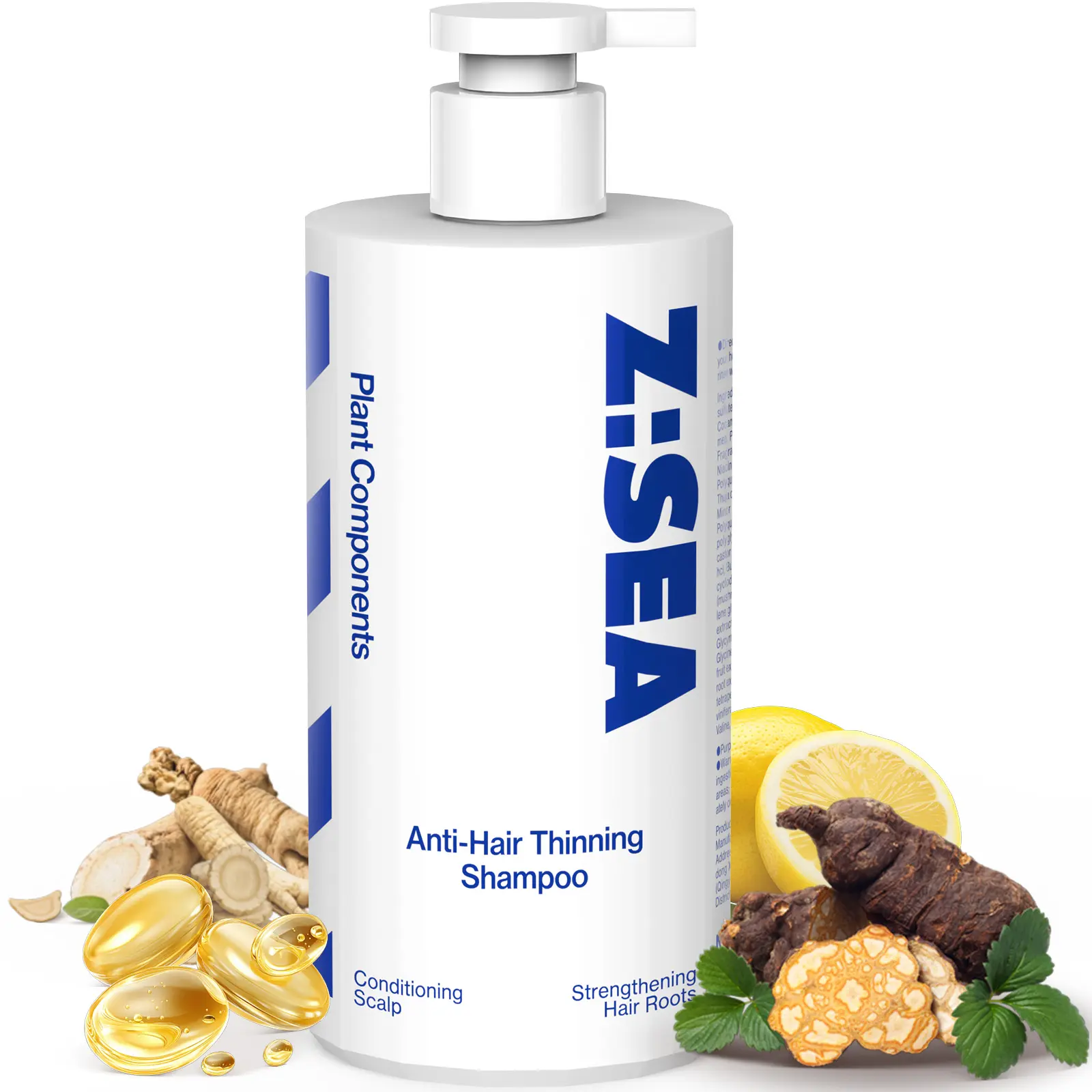 Z:SEA Shampoo for Thinning Hair – Unisex, Promotes Hair Growth and Strengthens Hair; Contains Ginseng Extract and Amino Acid-Based Cleansing Ingredients ( 500 mL )
