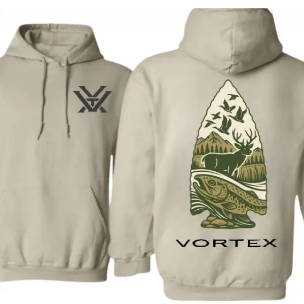 Arrowhead Deer And Fish Hoodie – Outdoor Hunting & Fishing Wilderness Sweatshirt | Premium Adventure Apparel