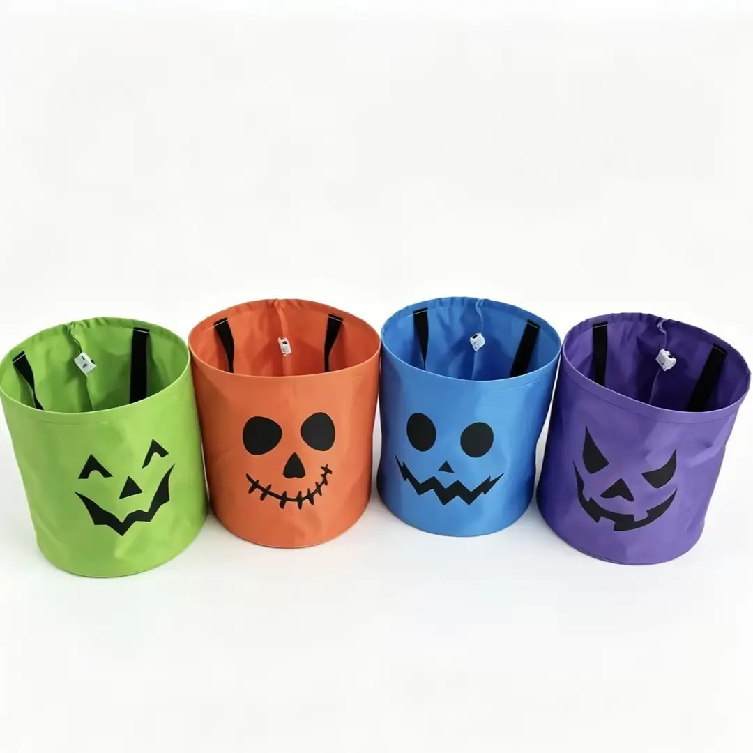 Trick or Treat Halloween LED Light Spooky Candy Pumpkin Bucket Set of 3, 10.2x11.8in Lightweight Orange Reusable Polyester Goody Baskets, Pool Water Sand Play Accessories for Halloween Party Favors & Gifts (Toys & Hobbies, Sports & Outdoor Play), Lantern