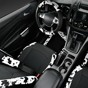 CAR PASS Waterproof Universal Fit Car Floor Mats, Cow Print Car Mats Fit for SUV,Vans,sedans, Trucks,Heel Backing,Cute Women Girly Funny Black White CAR PASS Waterproof Universal Fit Car Floor Mats, Cow Print Car Mats Fit for SUV,Vans,sedans, Trucks,Heel Backing,Cute Women Girly Funny Black White