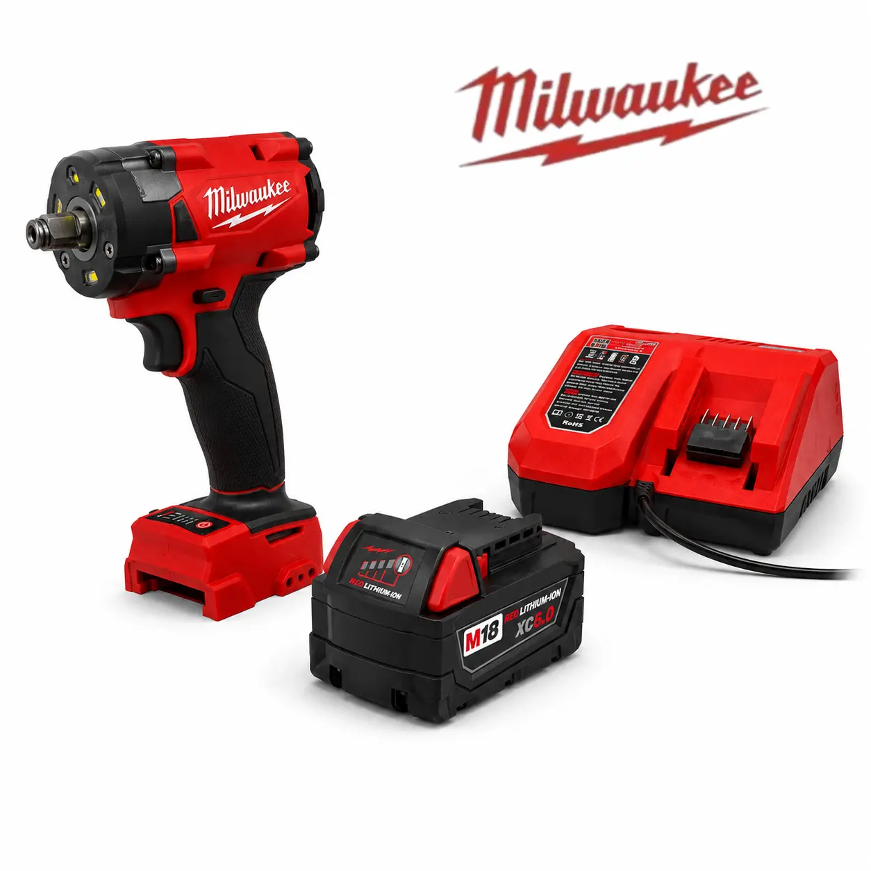 Milwaukee M18 FIW212 300N Compact Cordless Brushless High Torque Impact Wrench Kit - Cordless Brushless Tools, Handheld Mechanic Tools with Rechargeable Ratchet, car auto oil seal