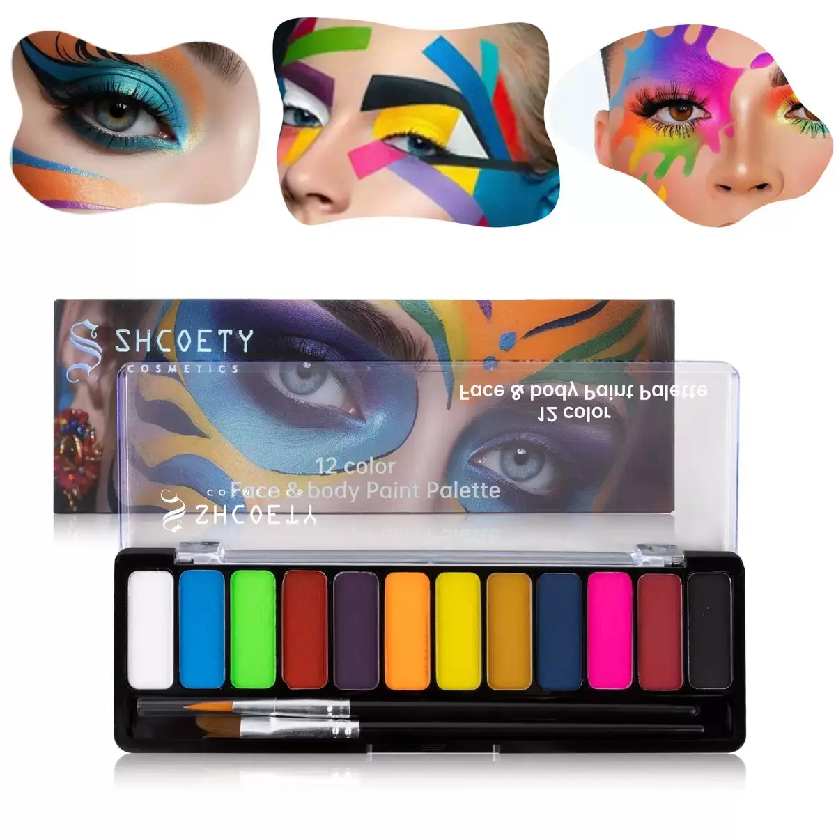 #BackToSchool 12-Color Face & Body Oil Paint Palette Set - Safe Non-Toxic Professional Cosmetic Kit, Long-Lasting Waterproof Body Art, Halloween Special Effects for Adults