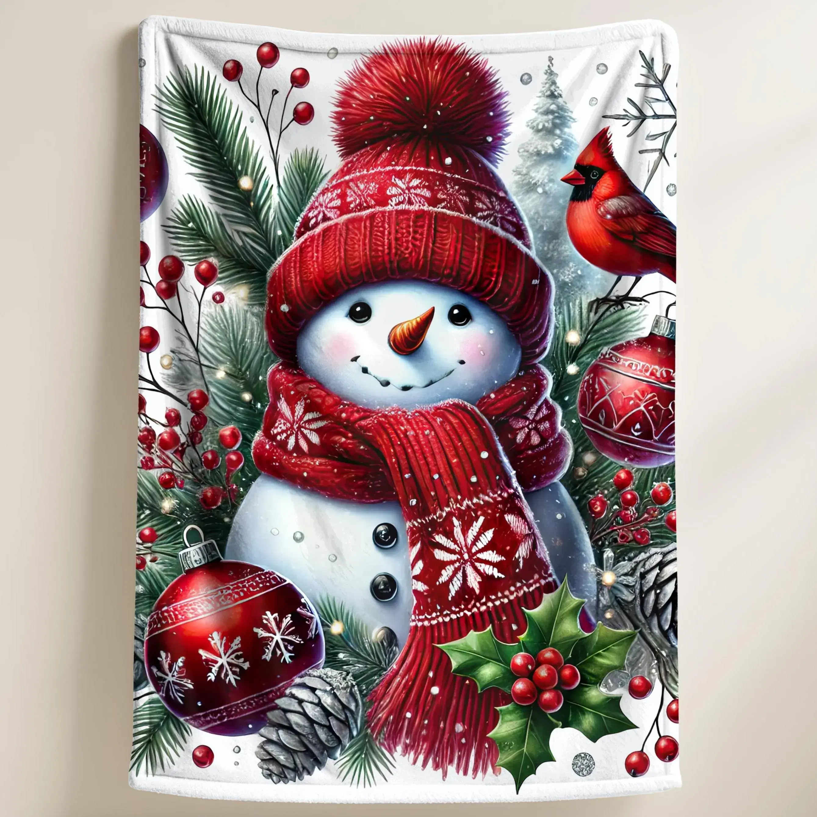 Cozy Snowman Blanket - Soft Velveteen Christmas Throw - Festive Winter Blanket