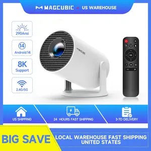 [US warehouse] Magcubic HY300Pro Mini Projector 8K 4K Decode Android 14.0 Built-in HiFi Speaker Dual WIFI6 290ANSI BT5.4 Native 1280*720P 0.8:1 Throw Ratio Allwinner H726 Home Cinema Smart Portable Upgraded HY300Pro