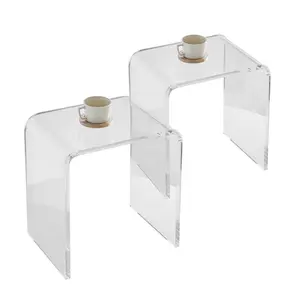 【FathersDayGift】VEVOR Acrylic End Table,  , 2 pcs C-Shaped Lucite Side Tables, Clear Acrylic Side Table for Drink, Food, Snack used in Living Room, Bedroom, and Study