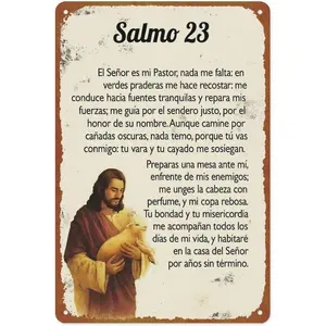 Vintage Psalm 23 Metal Wall Art 8x12 Inches Aluminum Tin Sign for Cafe Bar Restaurant Supermarket Shop Decorative Poster with Four Holes for Easy Hanging