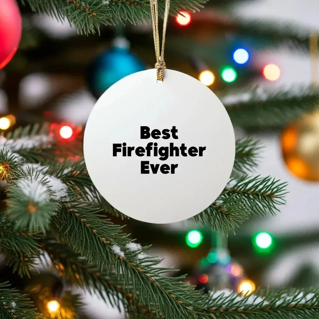 Funny Firefighter Circle Christmas Ornament Unique Decorations