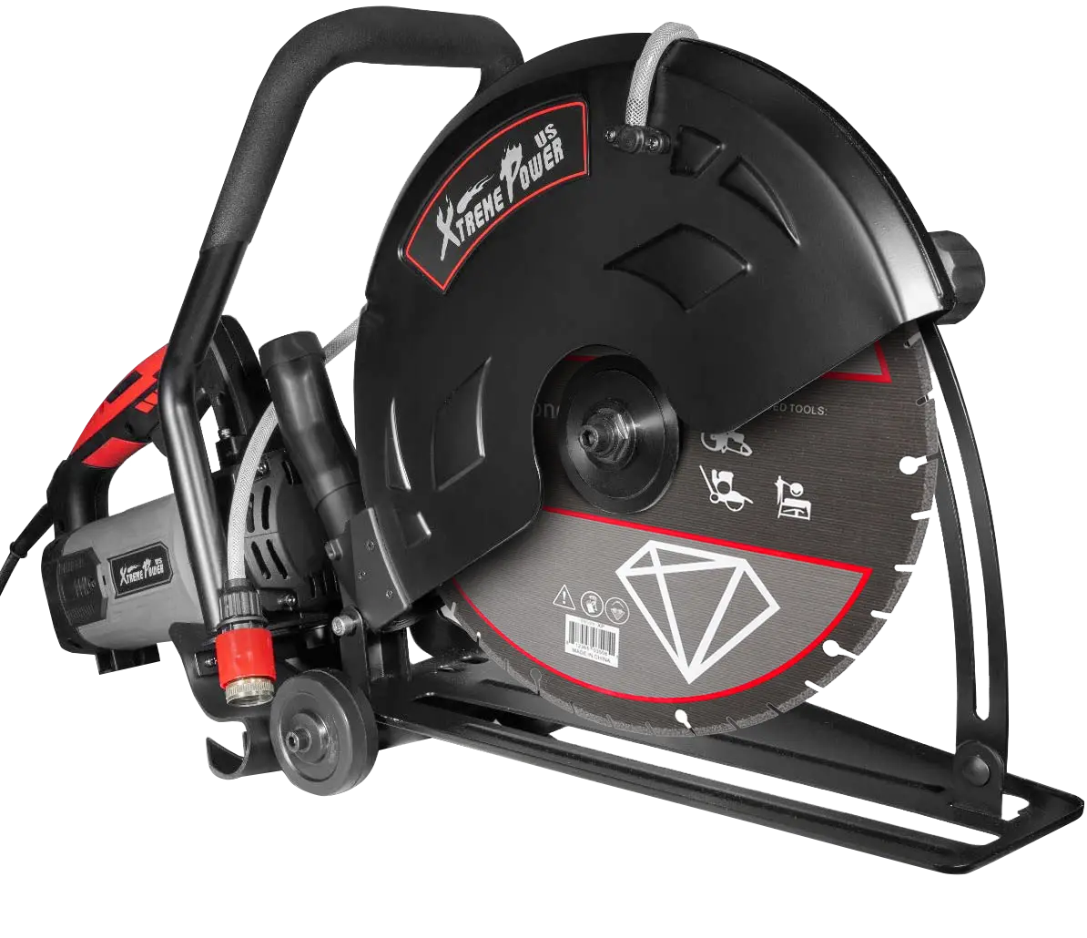 Stark USA 50130 16-in Portable Electric Industrial Concrete Cut Off Saw, 3200W Power Tool with Water Line, Blade, ABS+Steel Build, Low Vibration for Stone Cutting