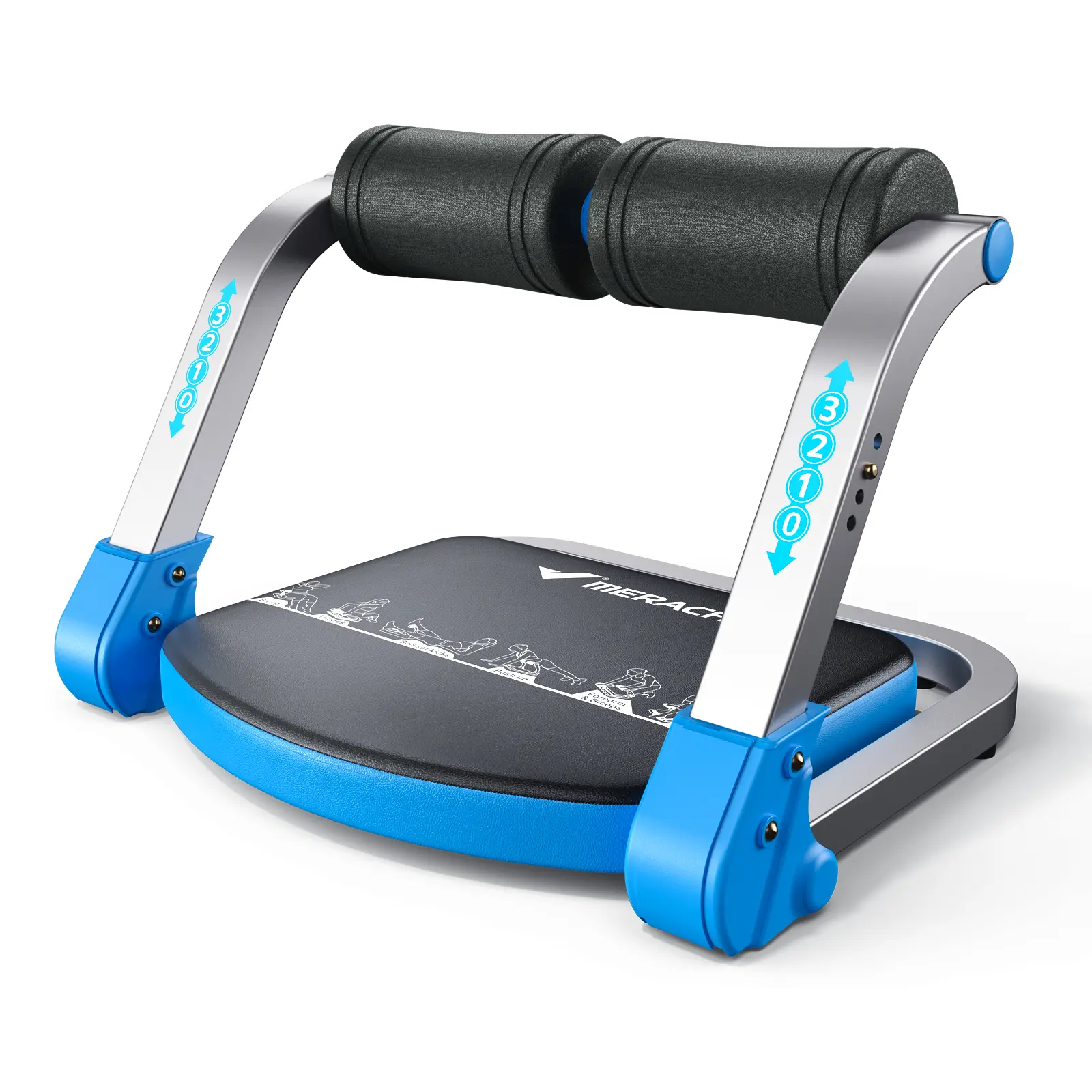 Merach Sit-Up Exercise Equipment, 3-Level Adjustable Ab Crunch Machine Roll-up Machine, Core Trainer for Body Shaping & Muscle Building, Compact Abdominal Workout System for Home Gym BackToSchool