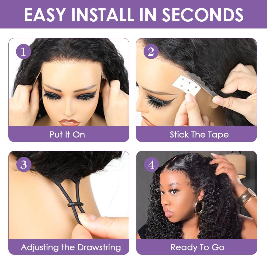 Full Burmese Curly Wigs Human Hair with Finger Coil Ends 13x6 HD Lace Frontal Human Hair Wigs with Elastic Drawstring Friendly To All Heads