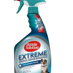 Simple Solution Extreme Pet Stain and Odor Eliminator Spray, Enzymatic Cleaner With 3X Pro-Bacteria Cleaning Power for Dogs & Cats, Strong Urine, Pee and Poop Smell Remover for Carpets & Floors, 32 oz