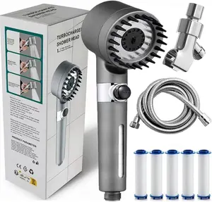 Filtered Shower Head with Handheld - High Pressure 3 Spray Modes Showerhead with Filters, 5 Replaceable Water Softener Filters for Hard Water