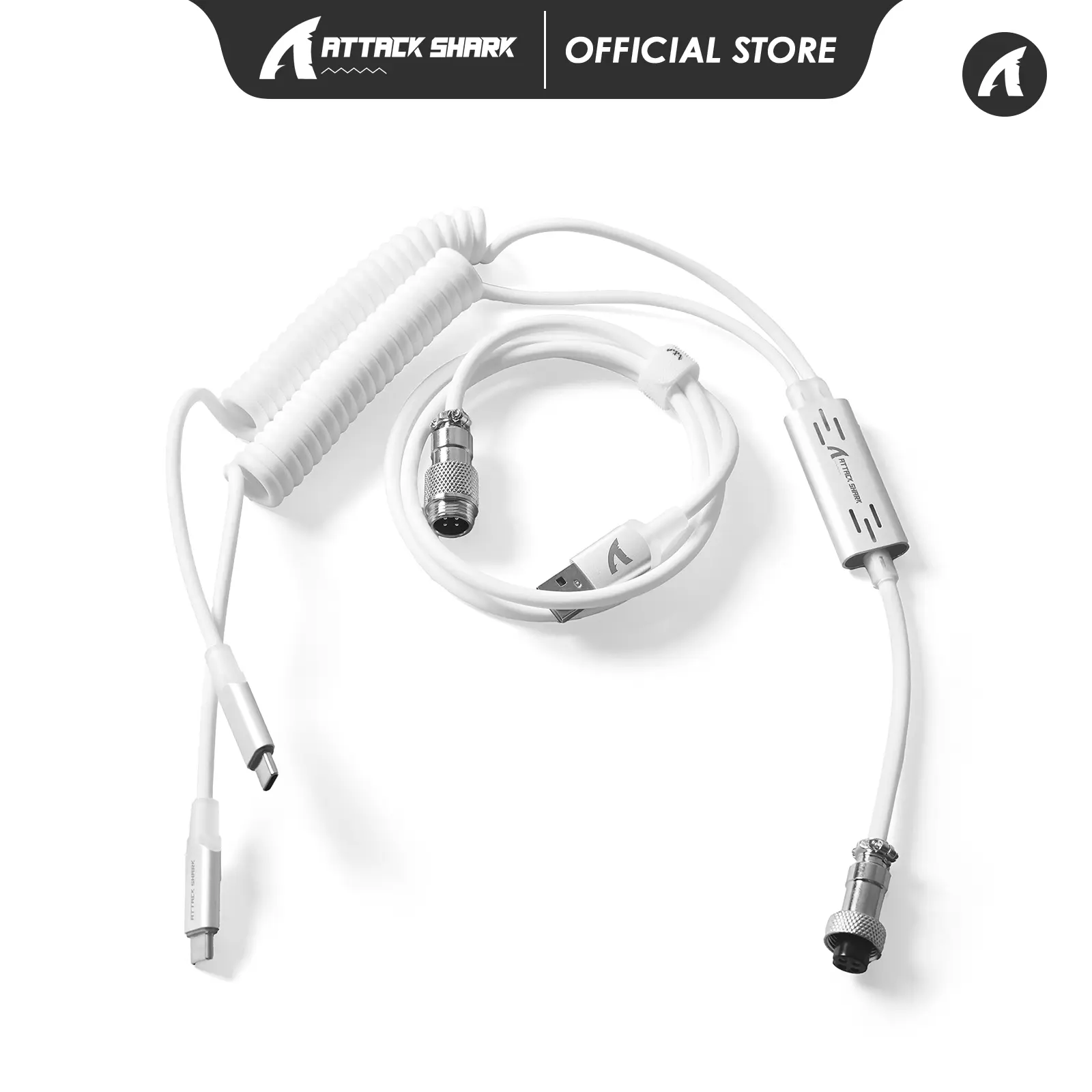 ATTACK SHARK C08 2-in-1 Custom Aviation Cable - Dual-Ended Wired Type-C Cable with Detachable Aviator Connector for 8kHz Magnetic Keyboards