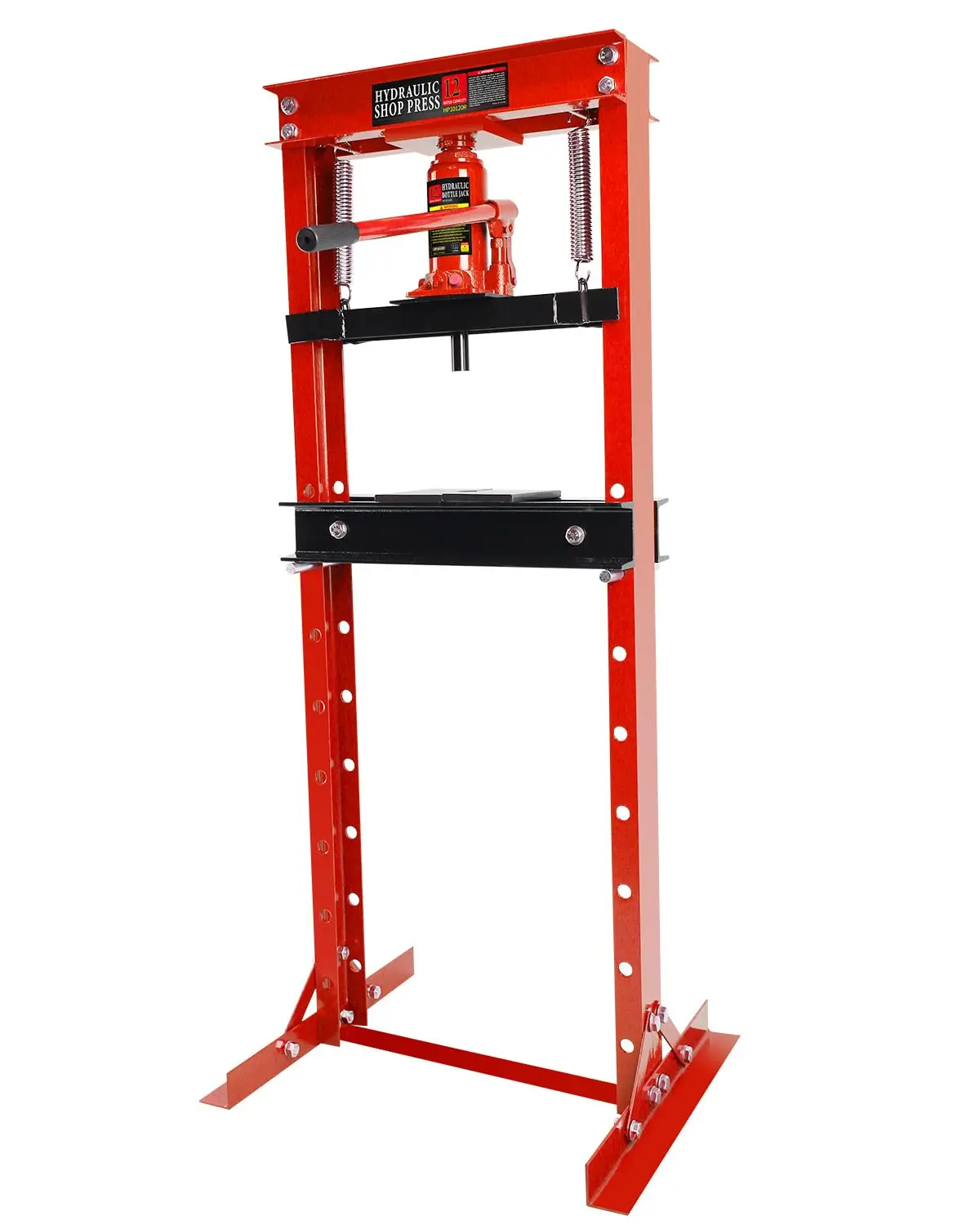Garvee Hydraulic Press, 12 Ton H-Frame Garage Floor Adjustable Shop Press With Stamping Plates To Bend, Straighten, Or Press Parts, Install Bearings & U-Joints