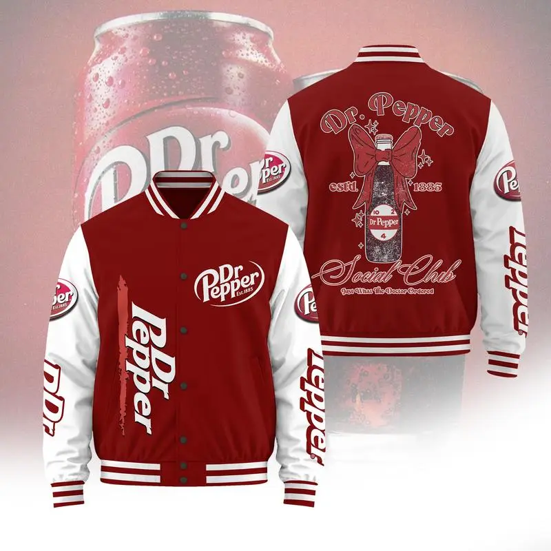 Dr Pep-per Baseball Jacket, Cute Soda Club Shirt, Soda Lover Shirt, Unisex Varsity Jacket, Baseball Football Inspired Coat