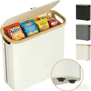 Multi-Purpose Foldable Snack Storage Basket with Lid, Large Capacity Organizer for Chips, Candy, Cookies & More, Freestanding Pantry/Dorm/Kitchen