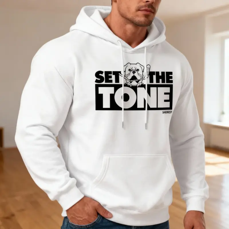 Men's Shoresy Sudbury Blueberry Bulldogs Graphic Print Hoodie - Soft Cotton Pullover, Round Neck, Casual Long Sleeve Fitted Menswear Top for All-Day Wear, Longsleeves, Classic