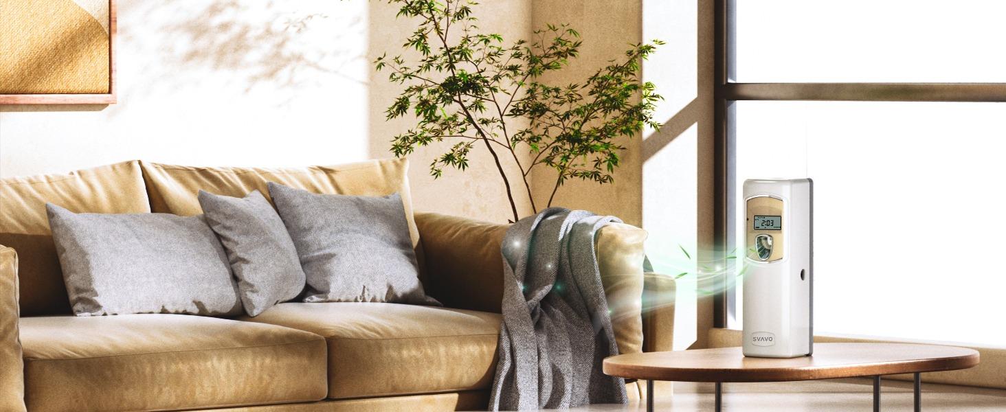 SVAVO Automatic LCD Fragrance Dispenser - Wall Mount/Free Standing ABS Auto Air Freshener Dispenser Programmable Aerosol Spray Perfume Dispenser for Bathroom, Hotel, Office, Commercial Place, White