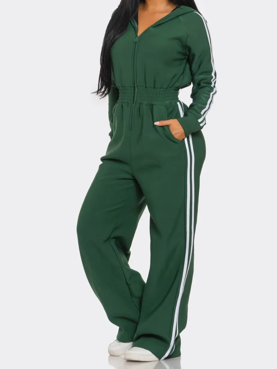 Stripe Detail Lined Fleece Jumpsuit