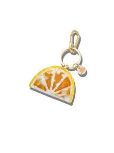 Hand-painted Citrus Slice Bag Charm + Keychain | Eco-Friendly