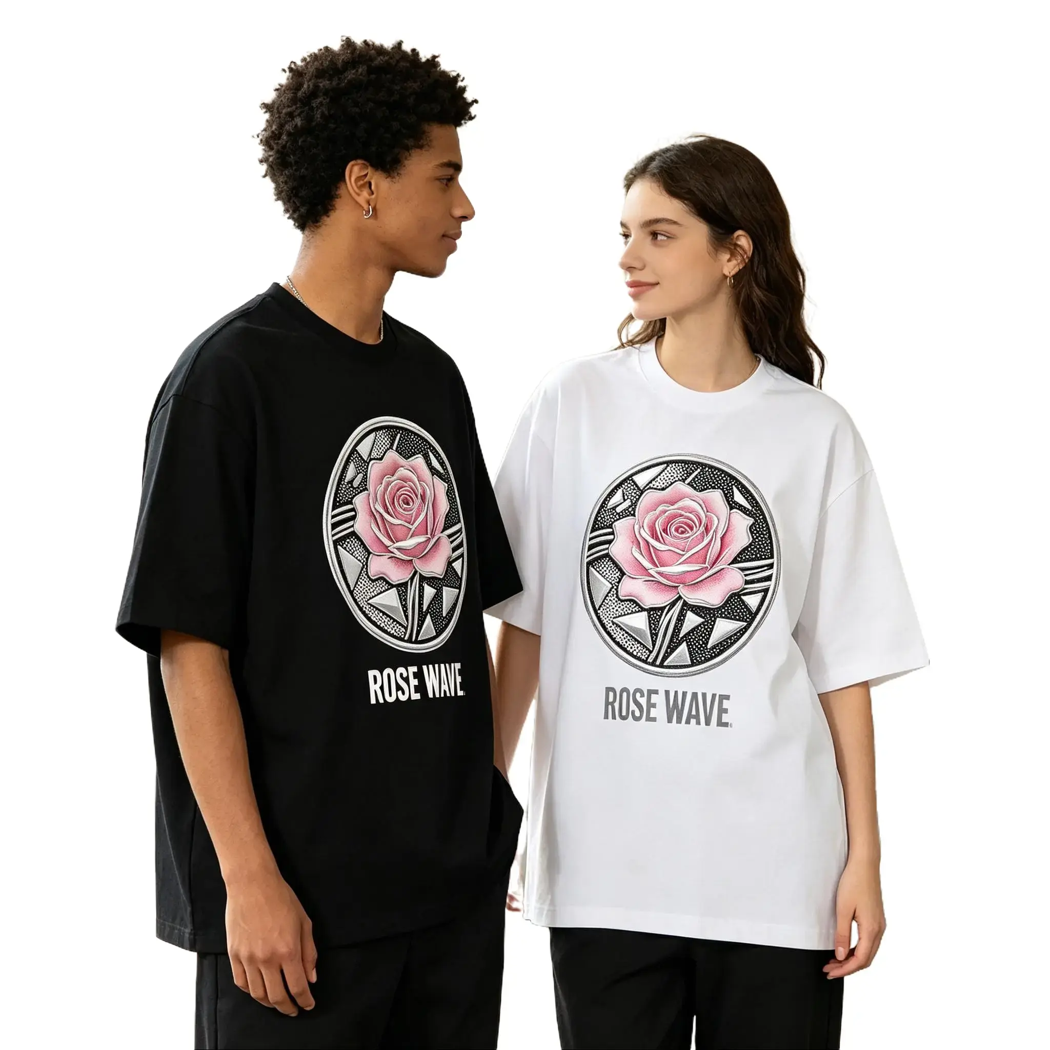Couple's 100% Cotton 2-Tone Short-Sleeved Printed Top, Breathable Casual Rose Style Clothes for Summer Special Occasion Menswear Costumes & Accessories