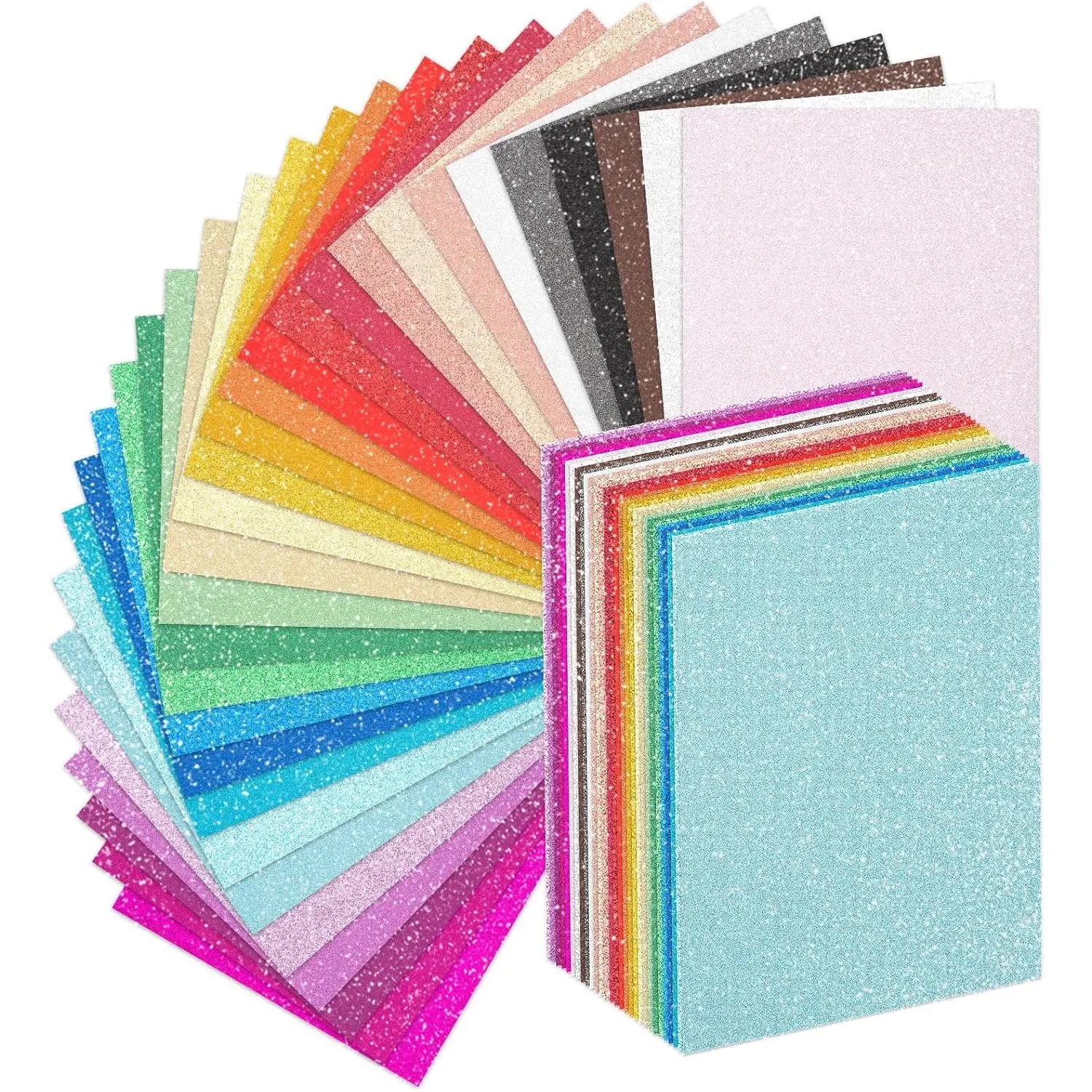 30-Sheet Modern Glitter Cardstock Paper, 30 Different Colors, 8" x 12", 250gsm/92lb Easy-to-Cut Machine-Friendly Shimmery Paper for Crafts, Wedding Invitations, Embellishment (Toys & Hobbies, DIY Scrapbooking & Stamping Supplies)