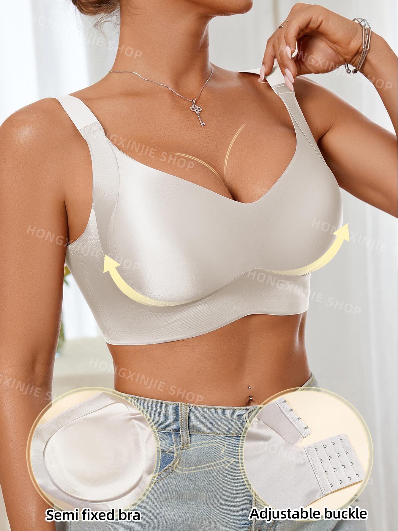 3pcs Women's Solid breasted Adjustable Wireless Bra, Womenswear Lingerie for All Seasons Valentine's Day, girl bra,Soft Comfortable Breathable Ribbed Push Up Seamless Bra, gift