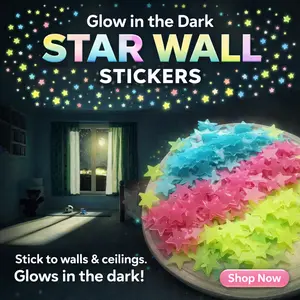 100PCS Glow in the Dark Star Wall Stickers, Luminous Ceiling Decor for Kids Bedroom, Create a Starry Sky