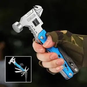18-in-1 Multi-Function Hammer, Multi-Tool Combo, Outdoor Multi-Tool for Camping, Hiking, and Rock Climbing, Survival Tool with Bottle Opener, Suitable for Survival Scenarios, Makes a Great Gift
