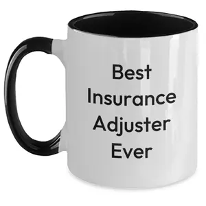 Funny Insurance Adjuster Gifts from Friends - Best Insurance Adjuster Ever, Christmas Unique Mugs for Insurance Adjuster, Two Tone Coffee Mug