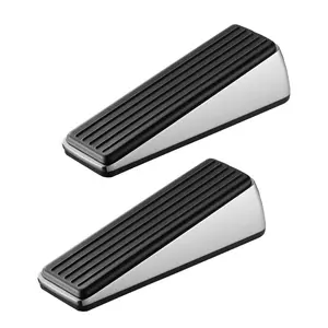 【fathersdaygift】VEVOR Heavy Duty Door Stopper, 2 Pack, Door Stop Wedge for Bottom, Premium Zinc Alloy and Dual-Sided PVC Non-Slip Pads, with 2 Self-Adhesive Wall Protectors, Suitable for Various Types and Rooms