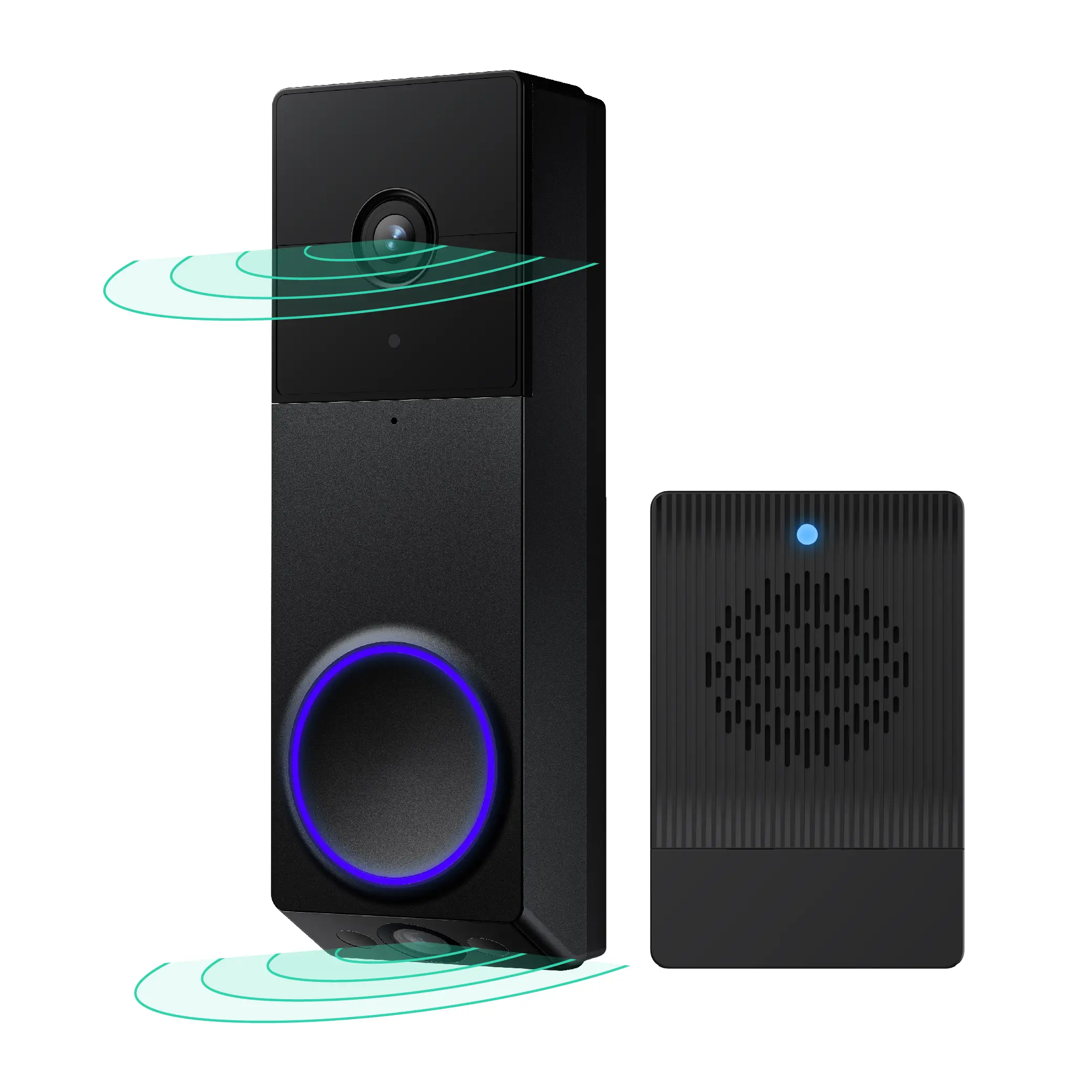 Wyze Duo Cam Doorbell — Battery + Wireless Smart Ring Doorbell Camera, Adhesive Mount, Head-and-Toe View, 2K Quality, 2-Way Talk, Color Night Vision