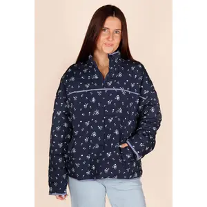 Navy Floral Quilted Pullover Jacket - FINAL SALE