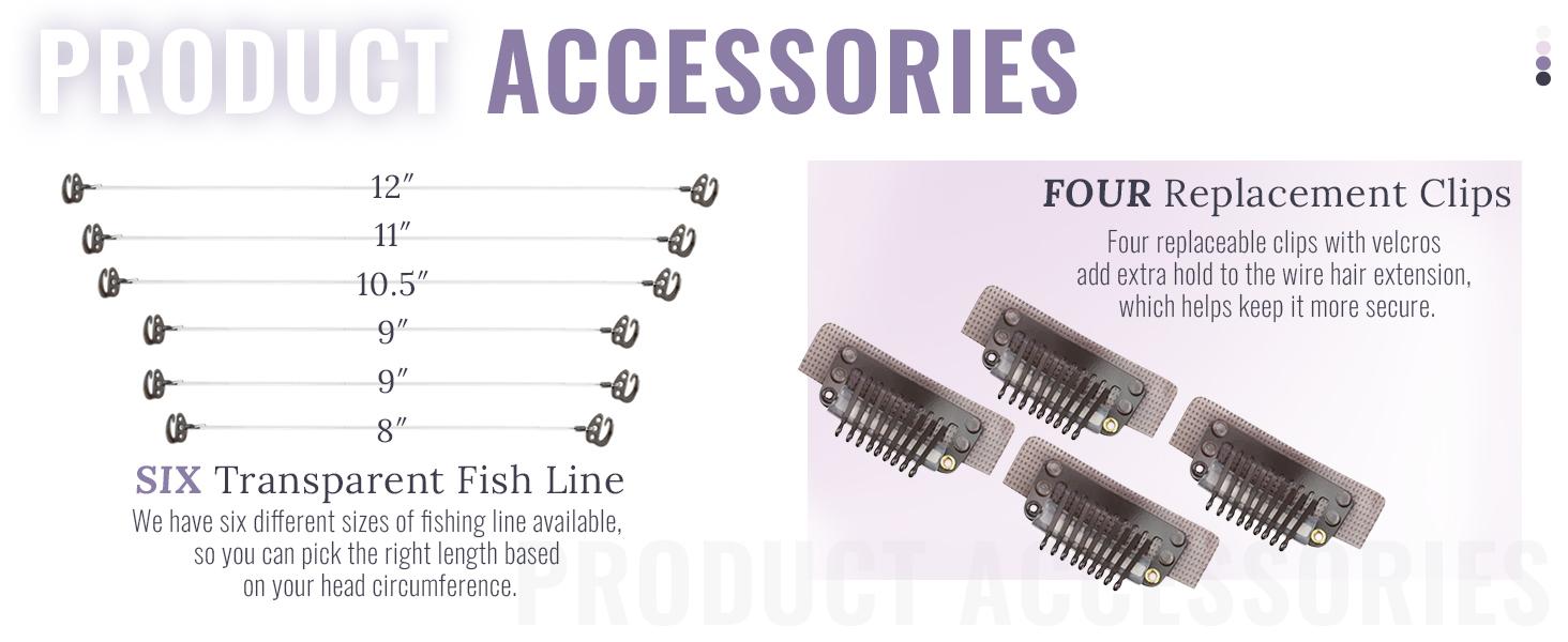 Full Shine Wire Weft Hair Extensions Human Hair Invisible Fishing Wire Adjustable