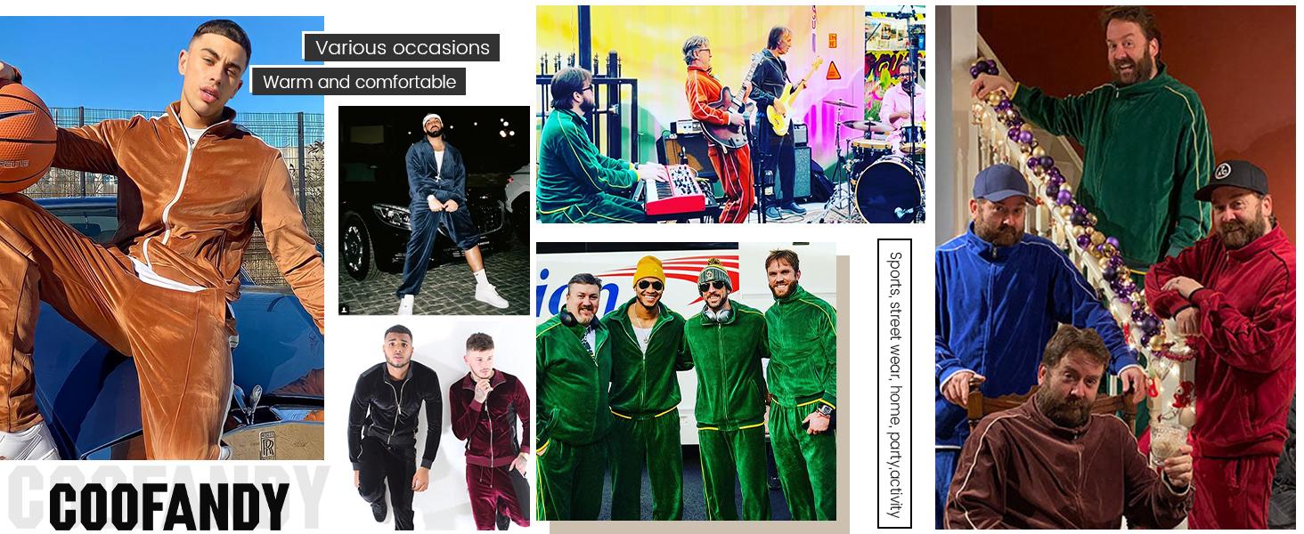 COOFANDY Mens 2 Piece Velour Tracksuit Full Zip Jackets Pants Velvet Jogging Suits Sweatsuit Set