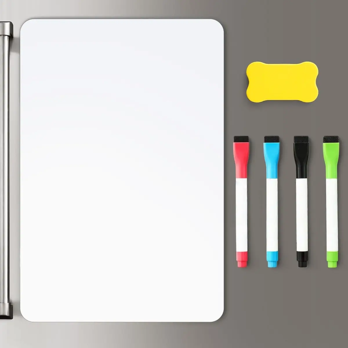 1 Pack Smooth and Flexible Magnetic Dry Erase Board Sheet for Fridge - 12"x8" Magnet Pad, Fridge Organization Tool with 4 Markers, Includes 1 Eraser for Home Kitchen Planning