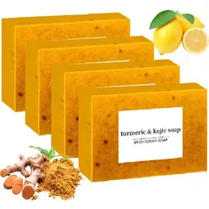 Turmeric Lemon Kojic  Handmade Soap Bar 1 pcs  – Natural Brightening Face & Body Cleanser, Anti-Bacterial, Dark Spot & Acne Care, Gentle Exfoliating Soap for All Skin Types