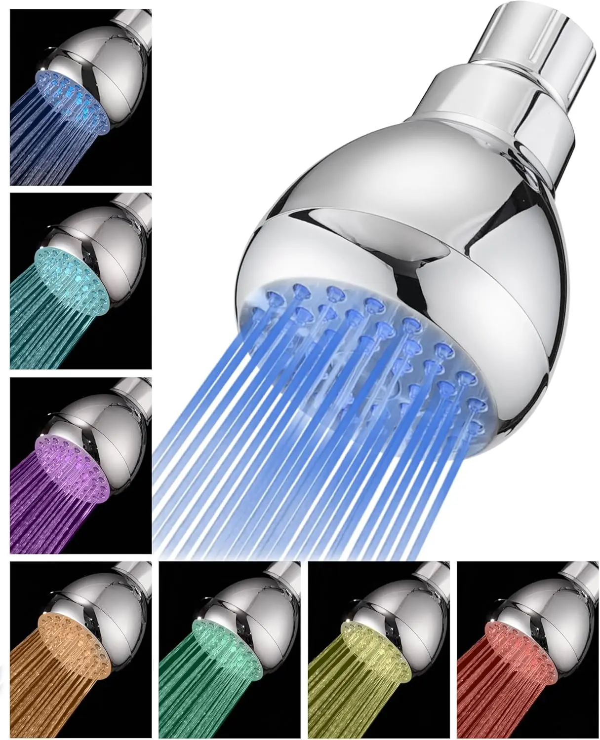 Chrome High Pressure LED Shower Head - Temperature-Sensing Color Changing, Battery-Free, Tool-Free Easy Installation, Christmas Gift for Bathroom Supplies, High Pressure Showerhead